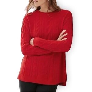 J. Jill Chenille Cable Knit Pullover Sweater Crew Neck Cosy Super Soft Size M/T